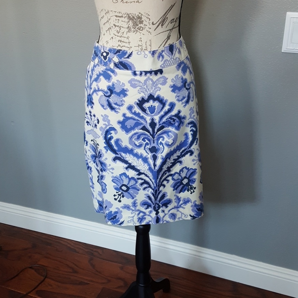 Merona Blue and White Pencil Skirt